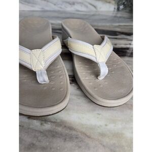 Vionic High Tide Slip on‎ Thong Wedge Sandal Flip Flop Beige  9 Orthopaedic